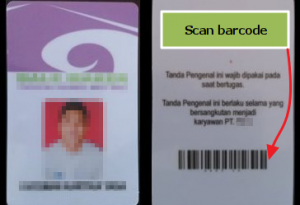 Contoh Name Card Karyawan dengan barcoding