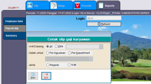 Payroll ( penggajian ) - Laporan slip gaji karyawan print priview