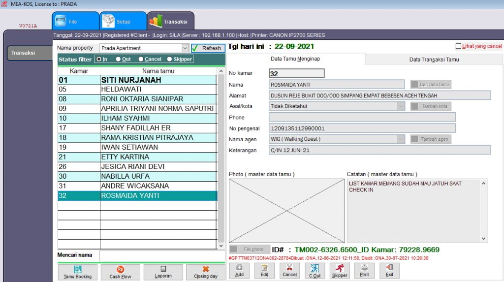 Aplikasi kos-kosan atau aprtment