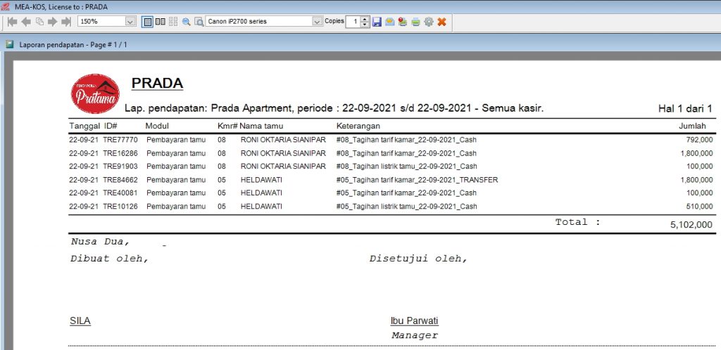 Aplikasi kos-kosan atau aprtment